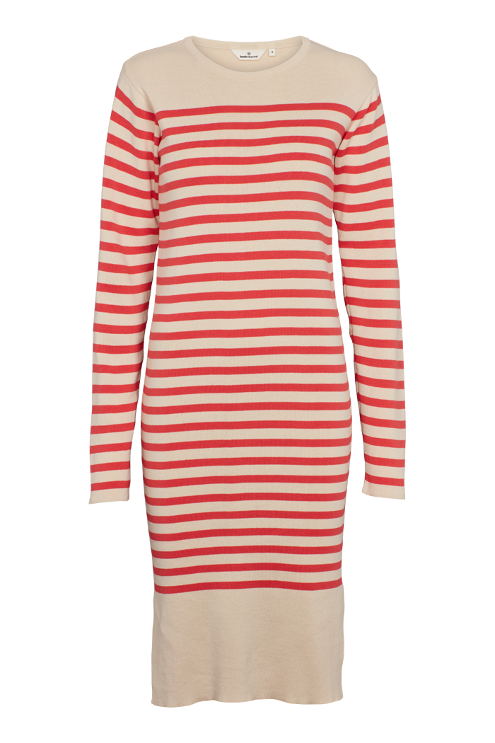 Basic Apparel Sailor Stripe Knit Dress Dresses 558 Birch/Cayenne